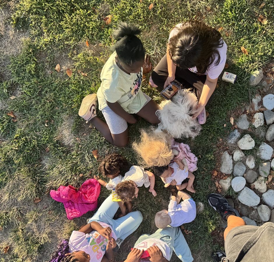 An outdoor community activity in progress.